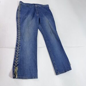 The Blues Jeans Y2K Womens 20 Blue Straight Lace Up Tassel Vintage Denim